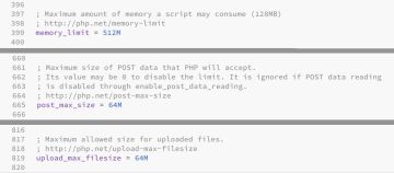 Diese drei Einstellungen musst du in der php.ini ändern: memory_limit, post_max_size und upload_max_filesize