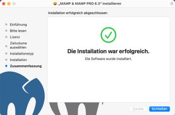 Statusmeldung nach erfolgreicher Installation von MAMP