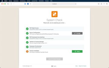 Die Contao Installation startest du mit einem Click auf Setup.