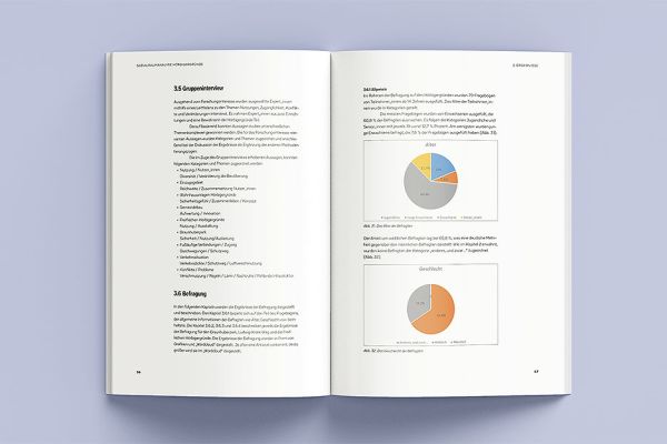 Editorial Design: Doppelseite der Sozialraumanalyse mit zwei Diagrammen